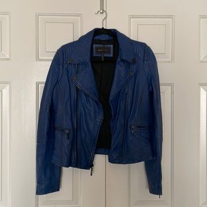 BCBG Cobalt Blue Leather Jacket